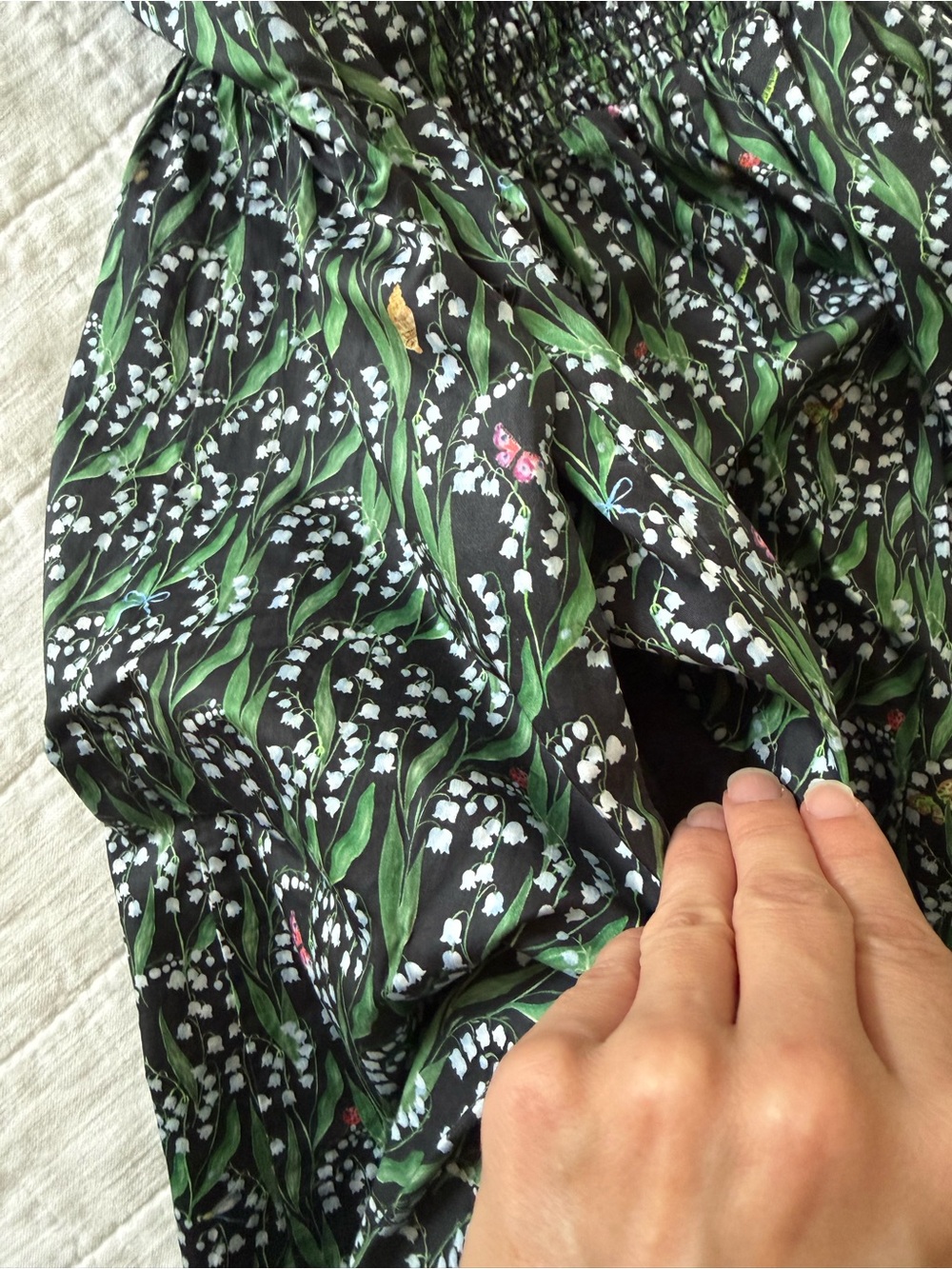 Hill House Home Fleur Midi Dress in the Lily of the Valley Black pattern - Picture 6 of 16